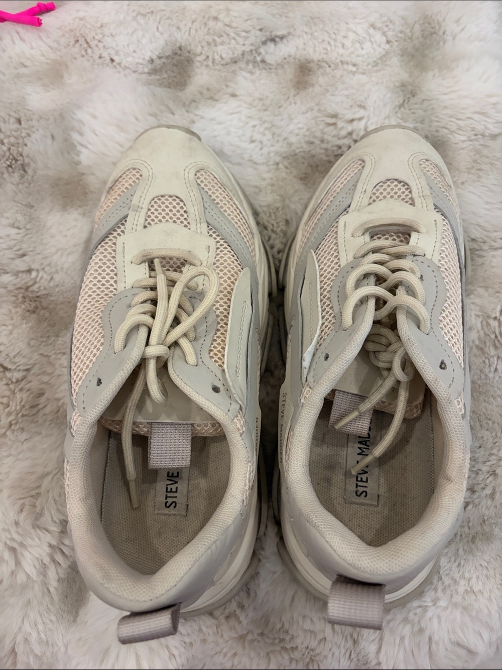 Steve Madden Neutral Beige Mesh & Suede Chunky Sneakers